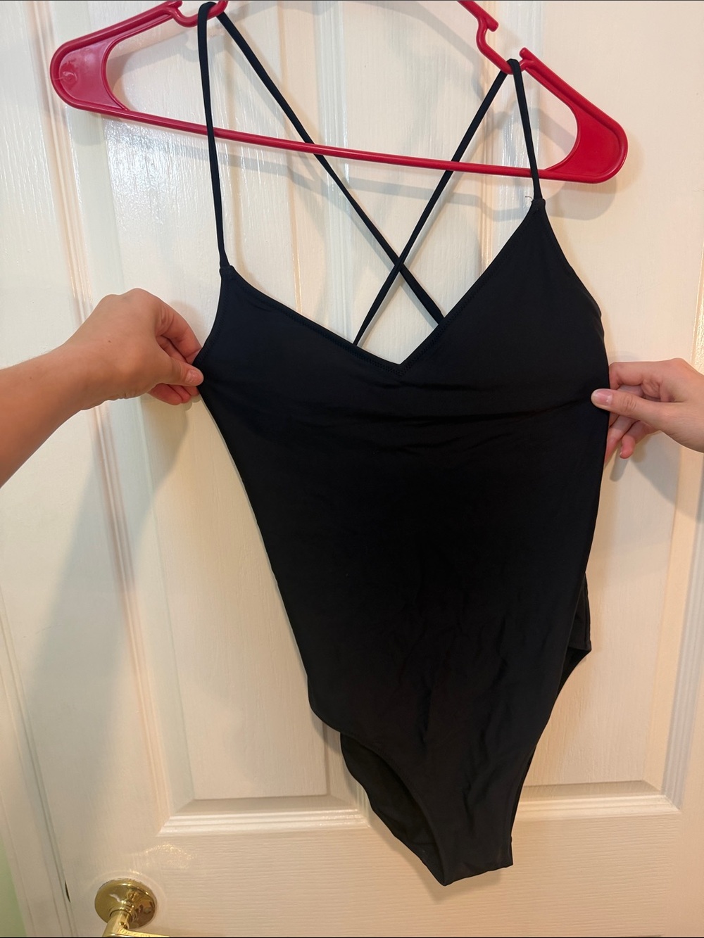 aerie Black Crisscross Strap Bandeau Bodysuit